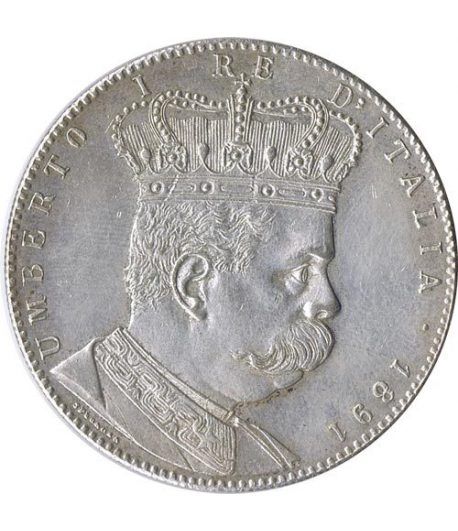 Moneda de plata 5 Liras Eritrea 1891 Tallero. Reproducción.