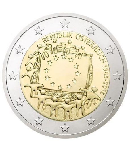 moneda Austria 2 euros 2015. 30 Años bandera de Europa.