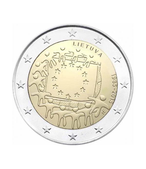 moneda Lituania 2 euros 2015. 30 Años bandera de Europa.