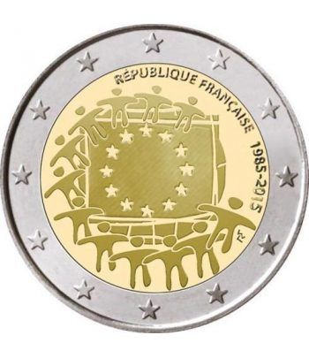moneda Francia 2 euros 2015. 30 Años bandera de Europa.