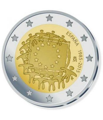 moneda España 2 euros 2015. 30 Años bandera de Europa.
