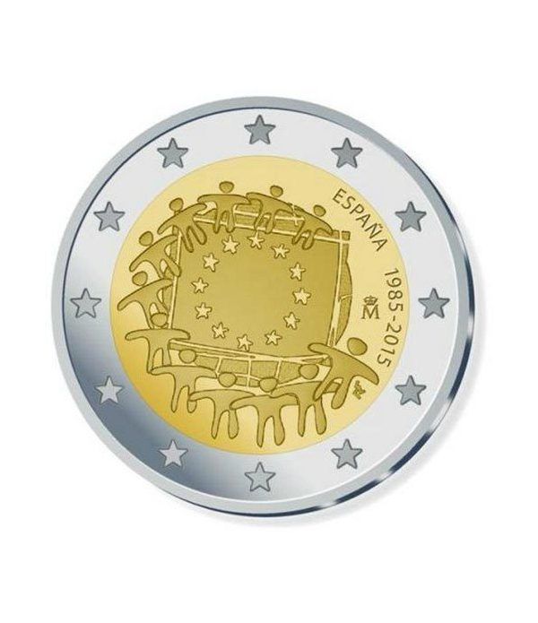 moneda España 2 euros 2015. 30 Años bandera de Europa.