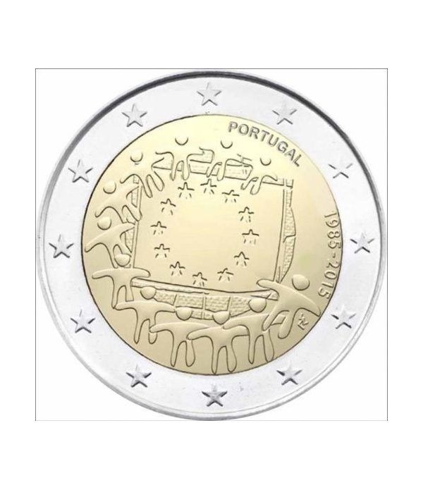 moneda Portugal 2 euros 2015. 30 Años bandera de Europa.