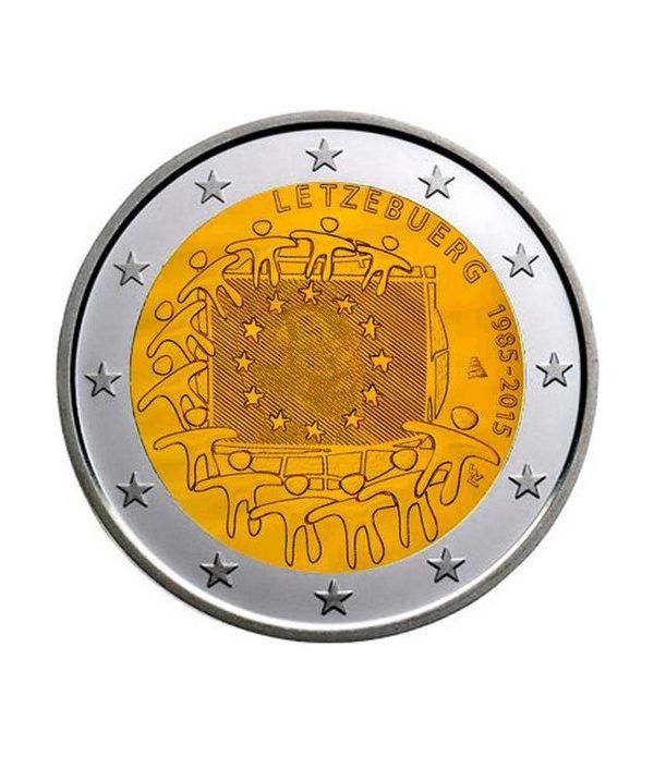 moneda Luxemburgo 2 euros 2015. 30 Años bandera de Europa.