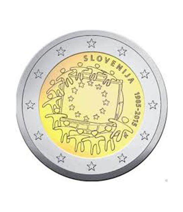moneda Eslovenia 2 euros 2015. 30 Años bandera de Europa.