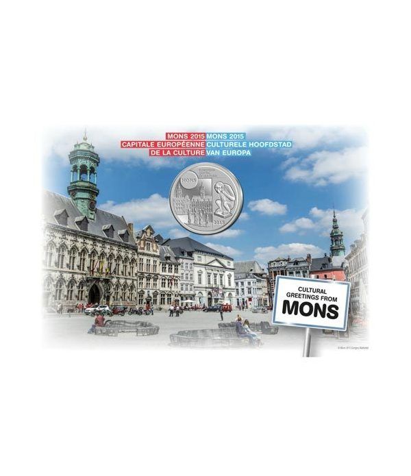 moneda Belgica 5 Euros 2015 Mons Capital Cultural. Niquel