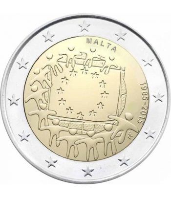 moneda Malta 2 euros 2015. 30 Años bandera de Europa.