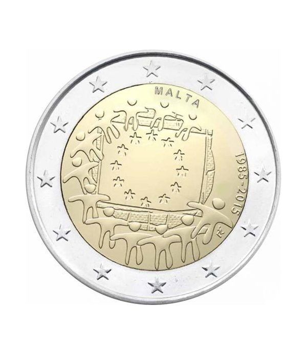 moneda Malta 2 euros 2015. 30 Años bandera de Europa.