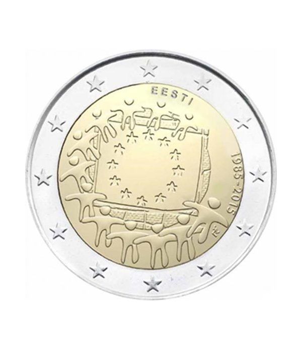 moneda Estonia 2 euros 2015. 30 Años bandera de Europa.