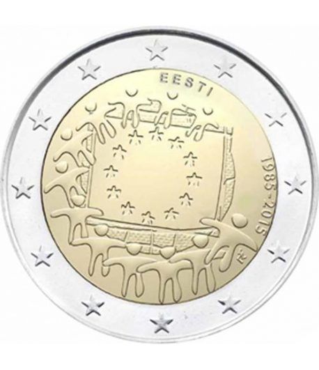 moneda Estonia 2 euros 2015. 30 Años bandera de Europa.