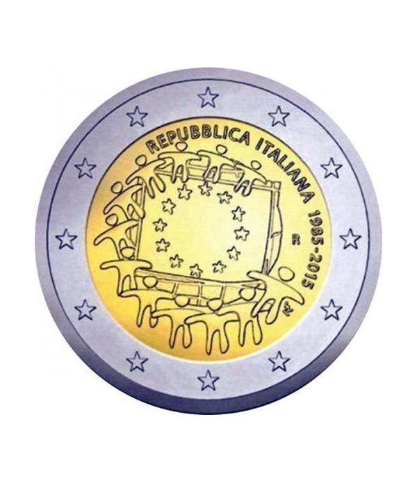 moneda Italia 2 euros 2015. 30 Años bandera de Europa.