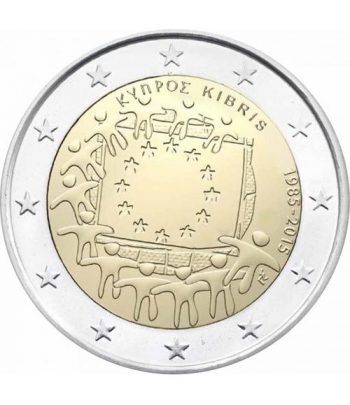 moneda Chipre 2 euros 2015. 30 Años bandera de Europa.