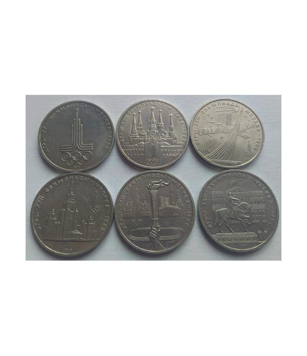 Monedas Rusia 1 Rublo 1977-1980 JJOO Moscú 1980. 6 monedas.