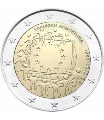 moneda Grecia 2 euros 2015. 30 Años bandera de Europa.