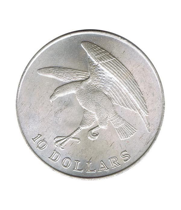 Moneda de plata 10$ Singapur 1973 Aguila y escudo.  - 4
