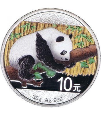 Moneda onza de plata color 10y. China Oso Panda 2016