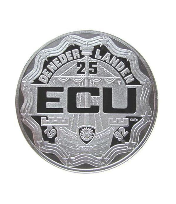 Moneda de plata 25 Ecu Holanda 1992 Rey Guillermo I. Proof.  - 2
