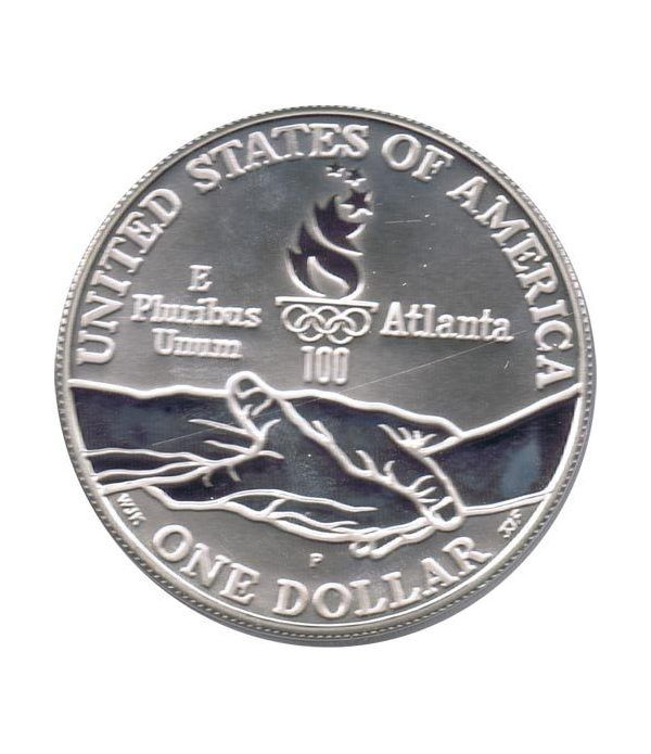 Moneda de plata 1$ Estados Unidos Atlanta Paralimpicos 1995.  - 2