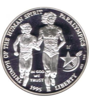 Moneda de plata 1$ Estados Unidos Atlanta Paralimpicos 1995.