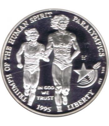 Moneda de plata 1$ Estados Unidos Atlanta Paralimpicos 1995.  - 1