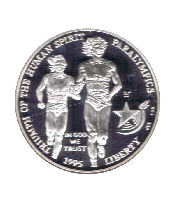 Moneda de plata 1$ Estados Unidos Atlanta Paralimpicos 1995.