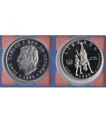 Monedas de plata 1000 Ptas y 1/2 Dollar Atlanta 96. 2 monedas.