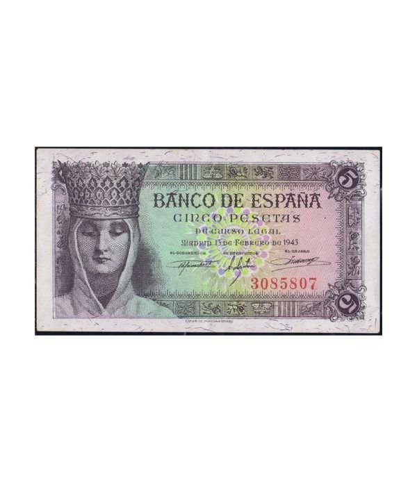 (1943/02/13) Madrid. 5 Pesetas. EBC+. Sin Serie 3085807.