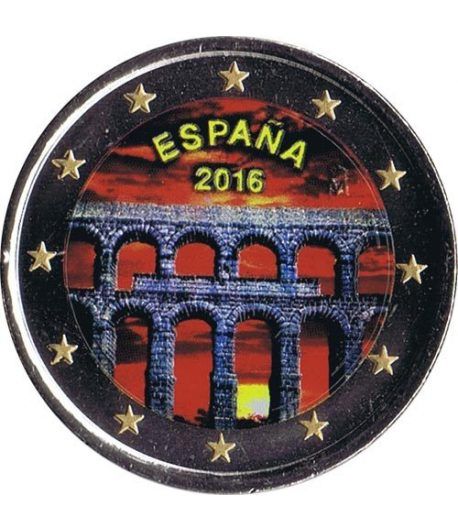 moneda conmemorativa 2 euros España 2016 Segovia. Color.