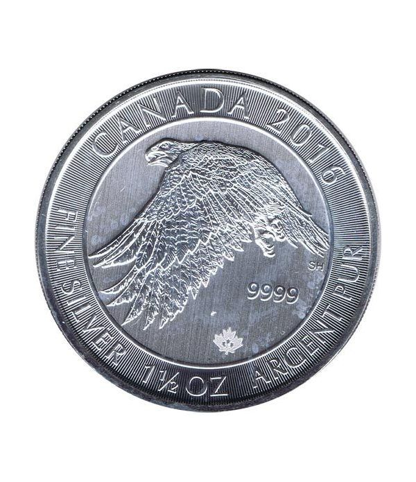 Moneda de plata 8$ Canada Halcon 2016. 1 1/2 onzas.  - 4