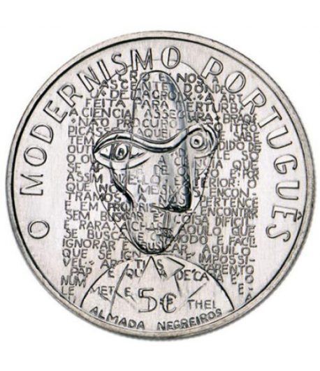 Portugal 5 Euros 2016 Modernismo Almada Negreiros. Niquel