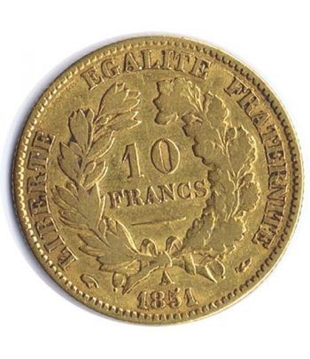 Moneda de oro 10 francos Francia 1851.