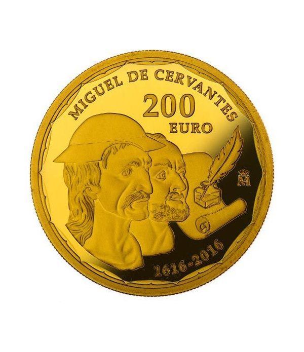 Moneda 2016 IV Centenario muerte Cervantes. 200 euros. Oro.