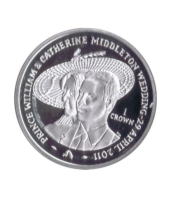 Moneda de plata Boda Real 1 Crown Man 2011. Proof.  - 1