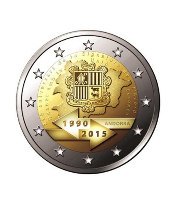 moneda conmemorativa 2 euros Andorra 2015 Acuerdo Aduanero. BU