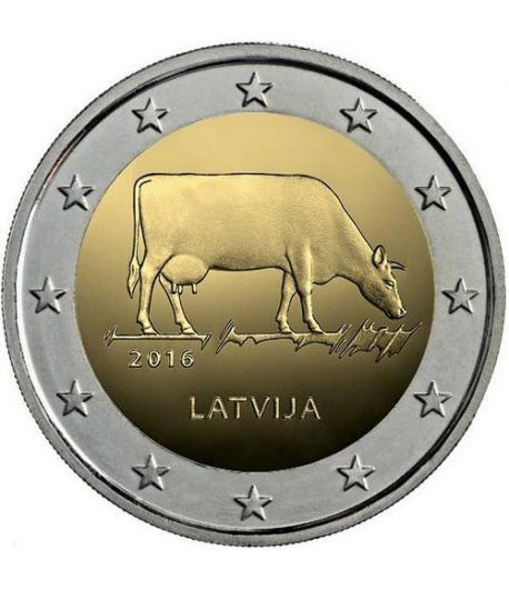 moneda conmemorativa 2 euros Letonia 2016 Vaca.