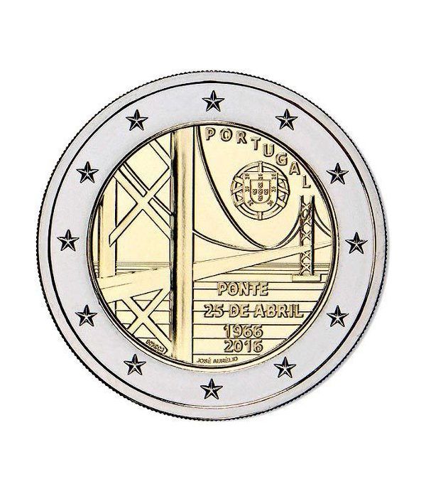 moneda conmemorativa 2 euros Portugal 2016 Puente.