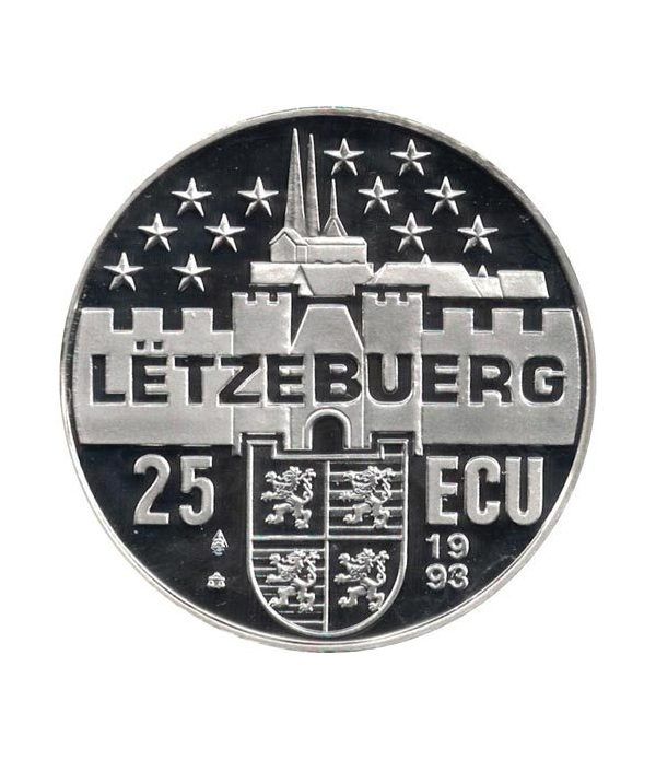 Moneda de plata 25 Ecu Luxemburgo 1993 Gran Duque.  - 2