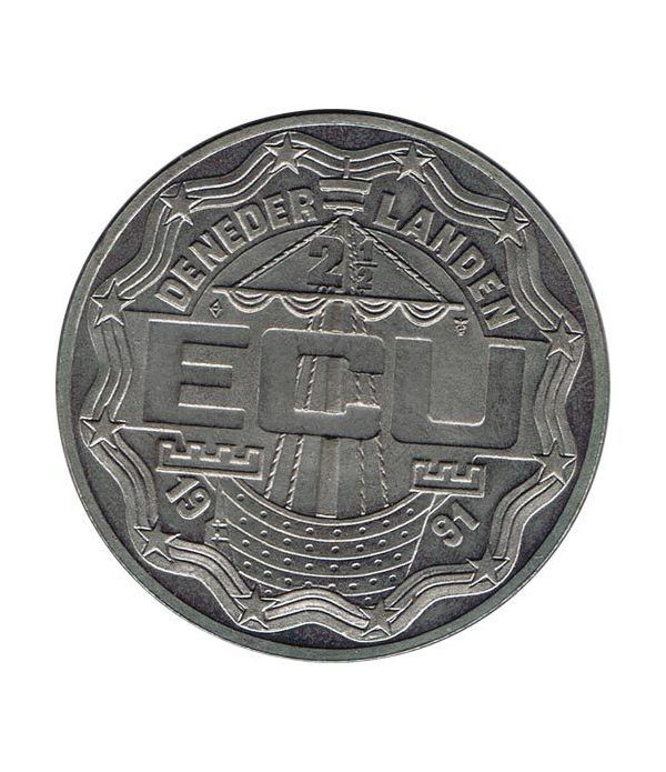 Moneda 2.5 ECU de Holanda 1991 Erasmus. Níquel.  - 2