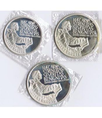 Monedas de plata Ecus Holanda 1990 Geert Groote. Proof.  - 1