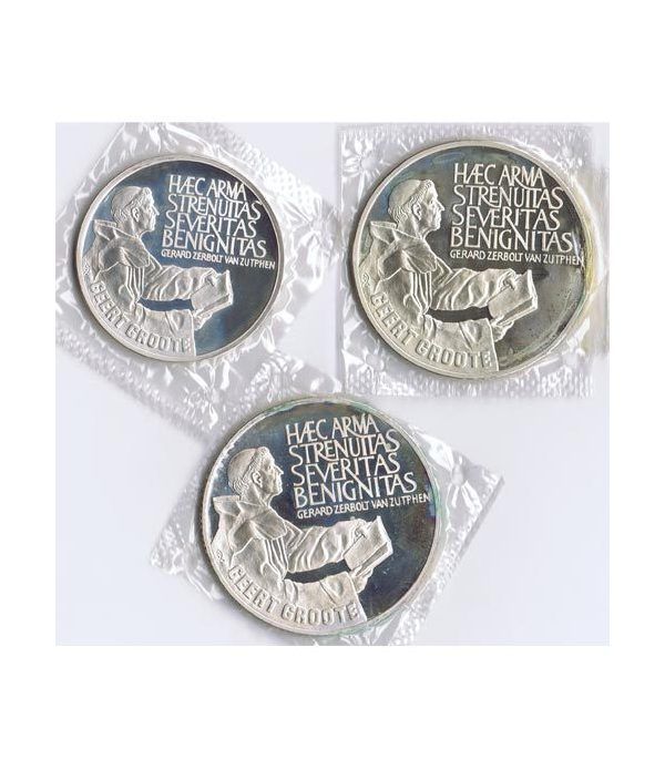 Monedas de plata Ecus Holanda 1990 Geert Groote. Proof.  - 1