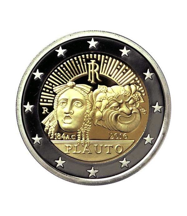 moneda conmemorativa 2 euros Italia 2016 Plauto.