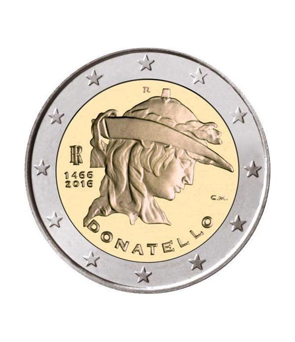 moneda conmemorativa 2 euros Italia 2016 Donatello.  - 2