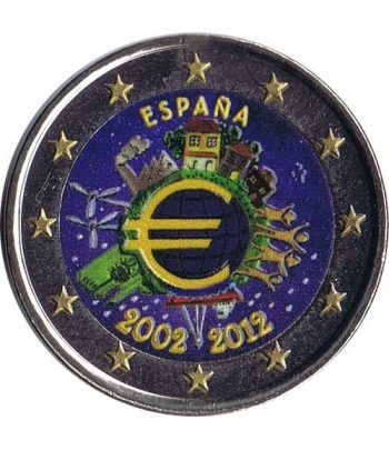 moneda España 2 euros 2012 "X ANIVERSARIO DEL EURO". Color B  - 2