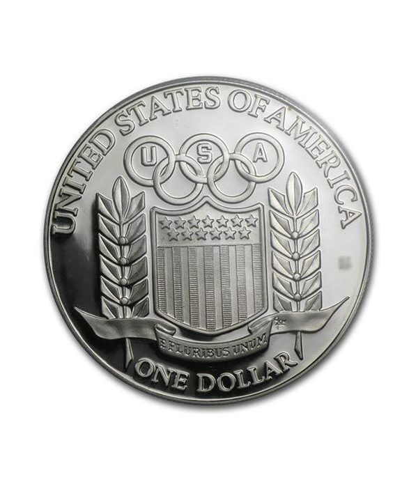 Moneda de plata 1$ Estados Unidos Atlanta Baseball 1992.  - 2