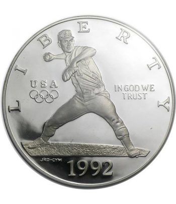 Moneda de plata 1$ Estados Unidos Atlanta Baseball 1992.