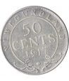 Moneda de plata 50 cents Newfoundland 1917.