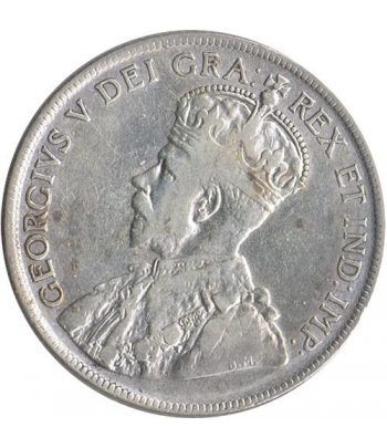 Moneda de plata 50 cents Newfoundland 1917.