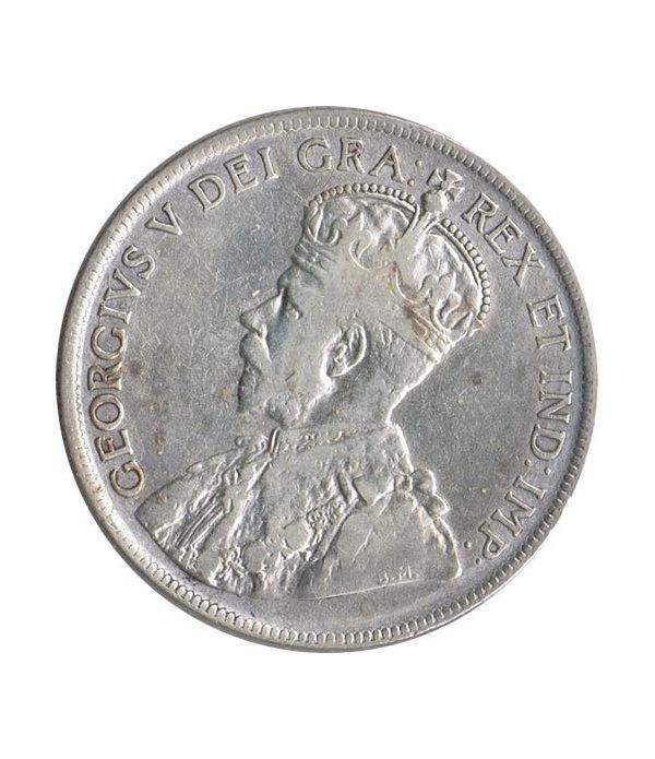 Moneda de plata 50 cents Newfoundland 1917.  - 4