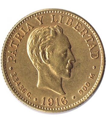 Moneda de oro 2 pesos Cuba 1916. Jose Martí.