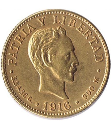 Moneda de oro 2 pesos Cuba 1916. Jose Martí.